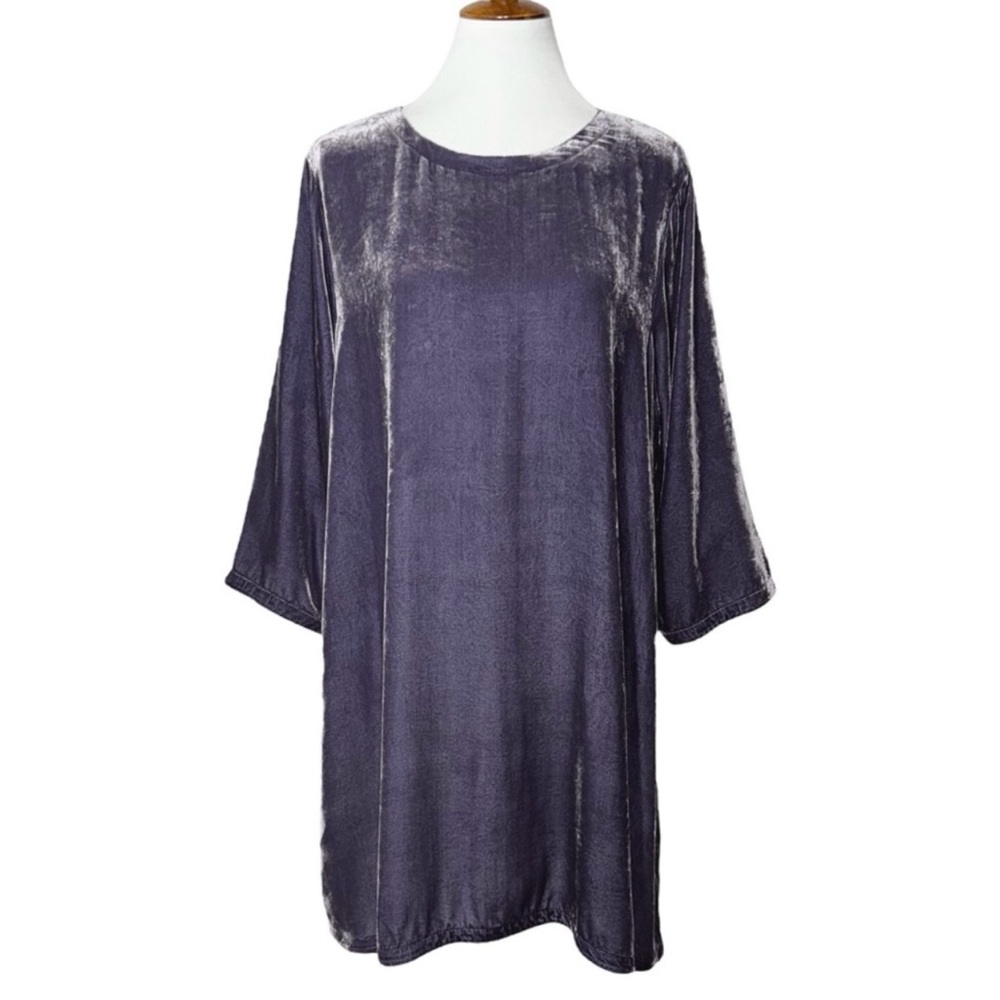 Eileen Fisher Charcoal Velvet A-Line Tunic - Picture 2 of 15